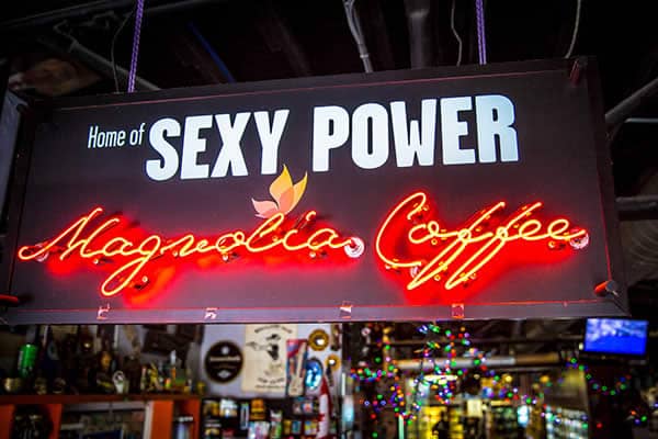 home of the sexy power coffee sign